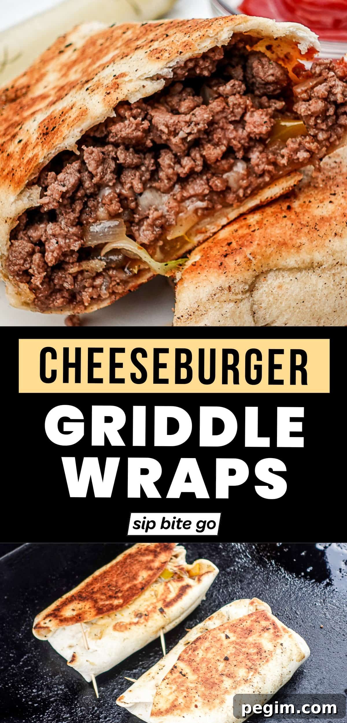Burrito Style Cheeseburger Wraps on a Griddle