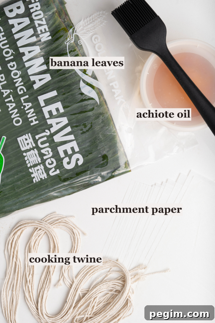 Cooking twine, banana leaves, and more.