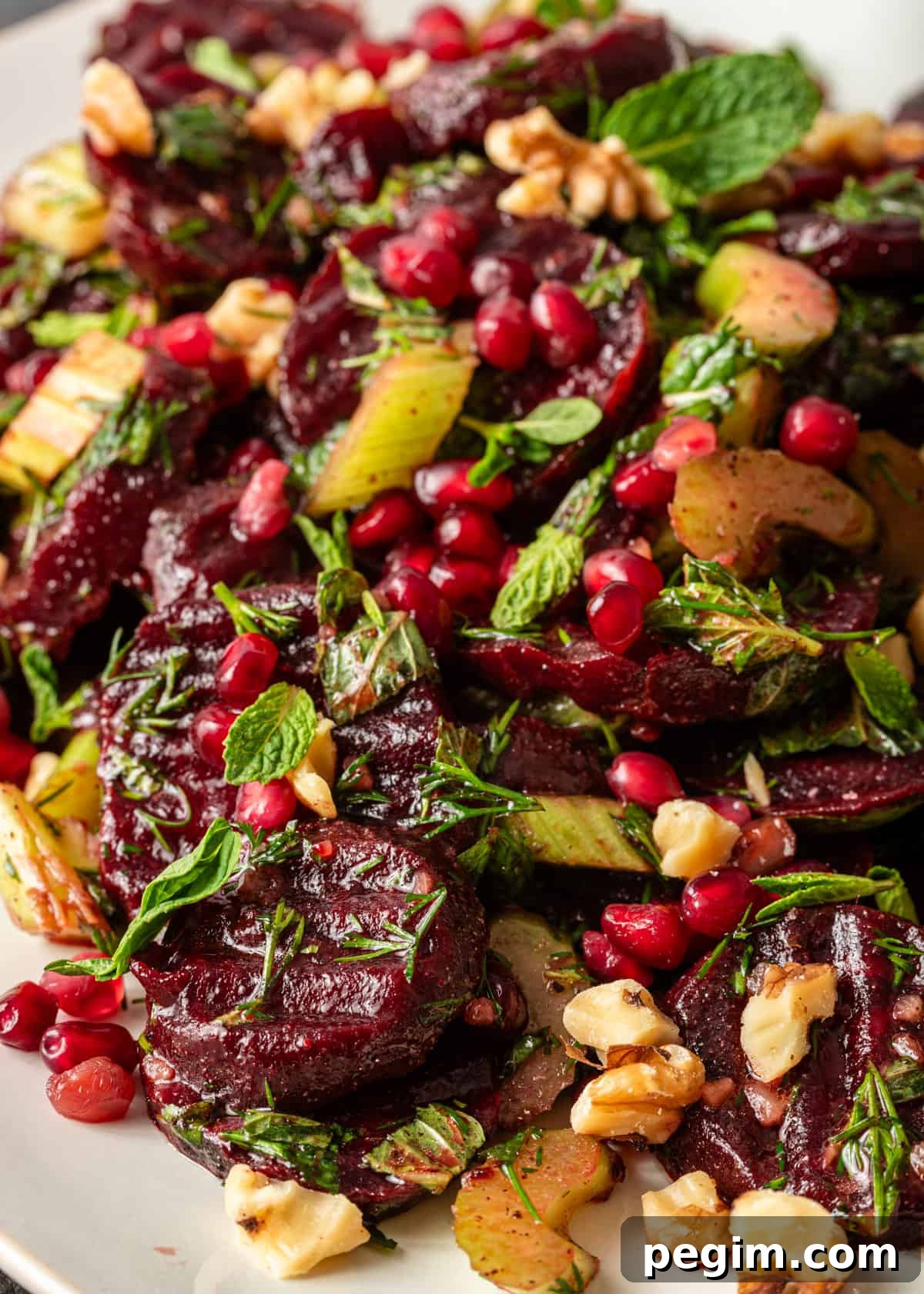 closeup: my beet salad recipe with fresh herbs