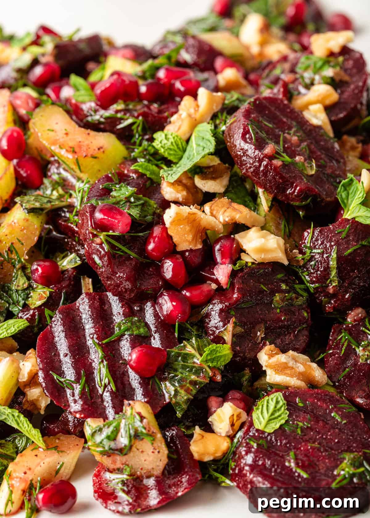 extreme closeup: my beet salad recipe with fresh herbs