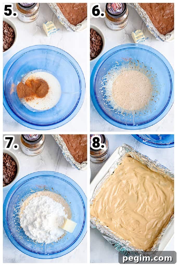 collage showing how to make a coffee frosting layer