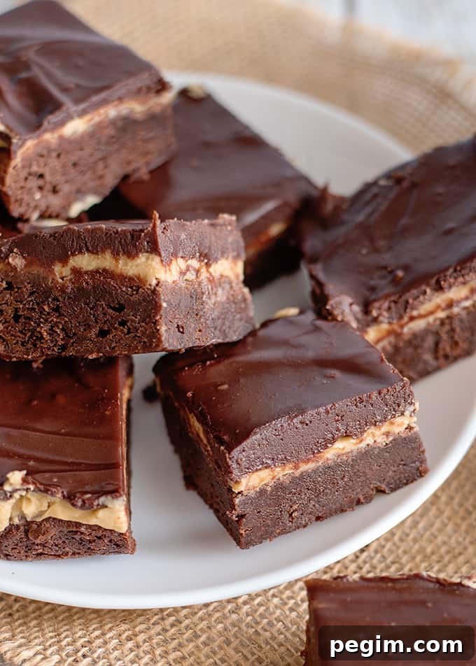 a white plate full of brownies with burlap under plate