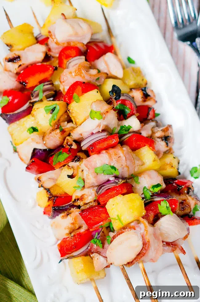 Bacon Pineapple Chicken Kebabs