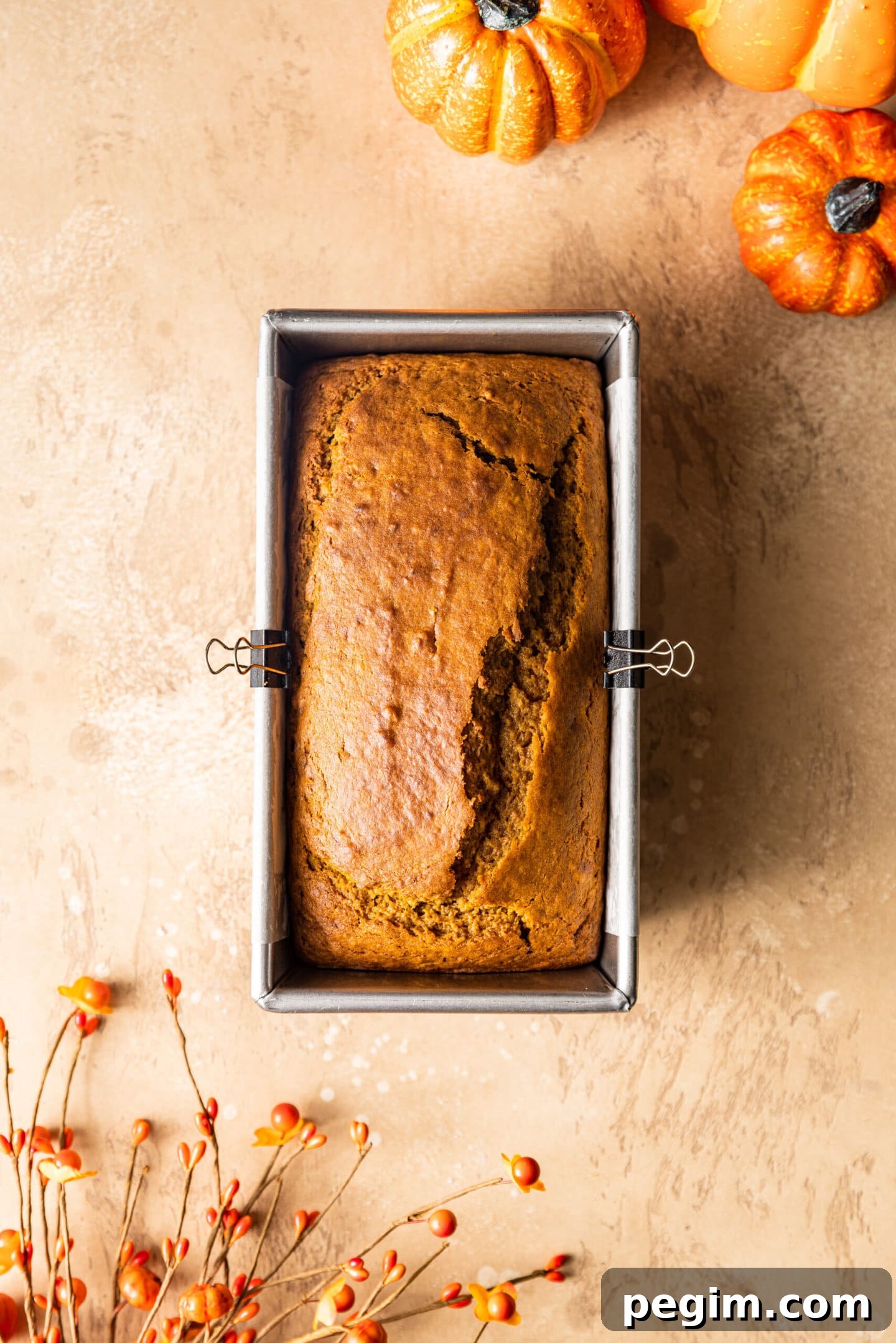 Moist pumpkin bread fresh from the oven