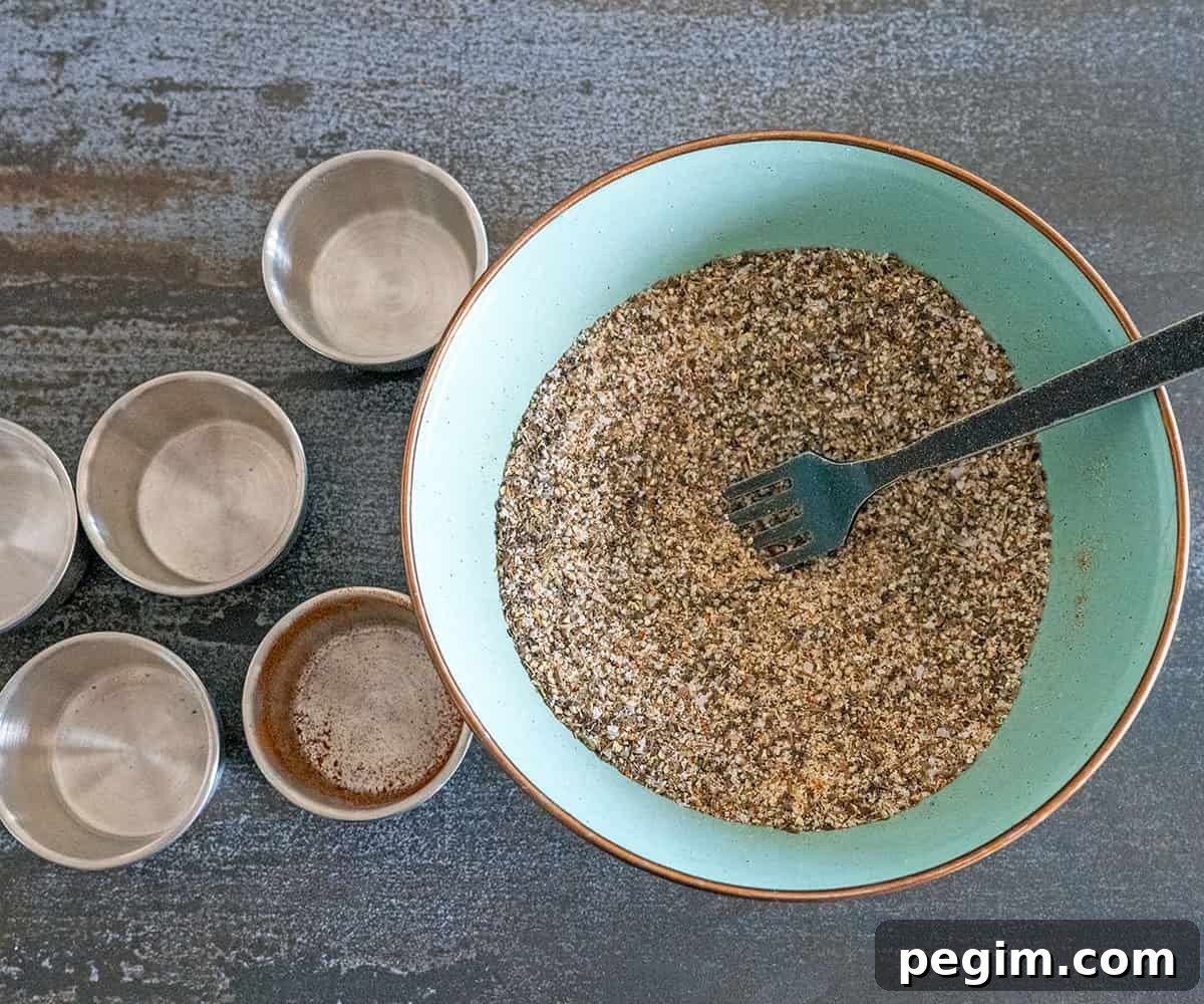 Steak rub mixed in a bowl with a fork