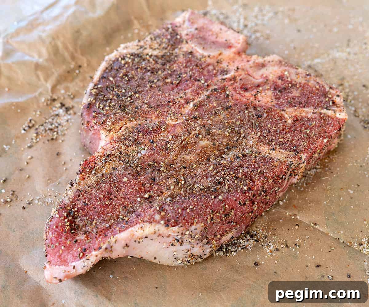 steak rub evenly coating porterhouse