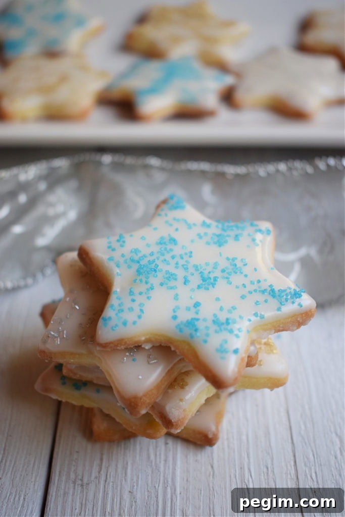stacked holiday sugar cookies