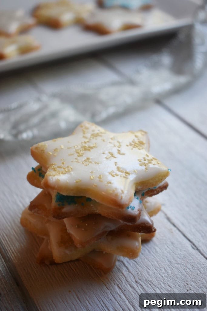 Holiday sugar cookies stacked