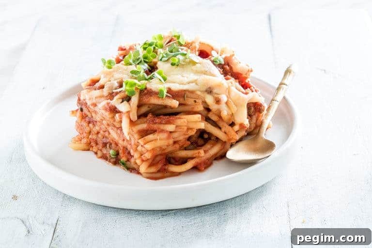 Slow Cooker Spaghetti with Savory Tomato Meat Sauce 4 close up of slow cooker spaghetti casserole recipe