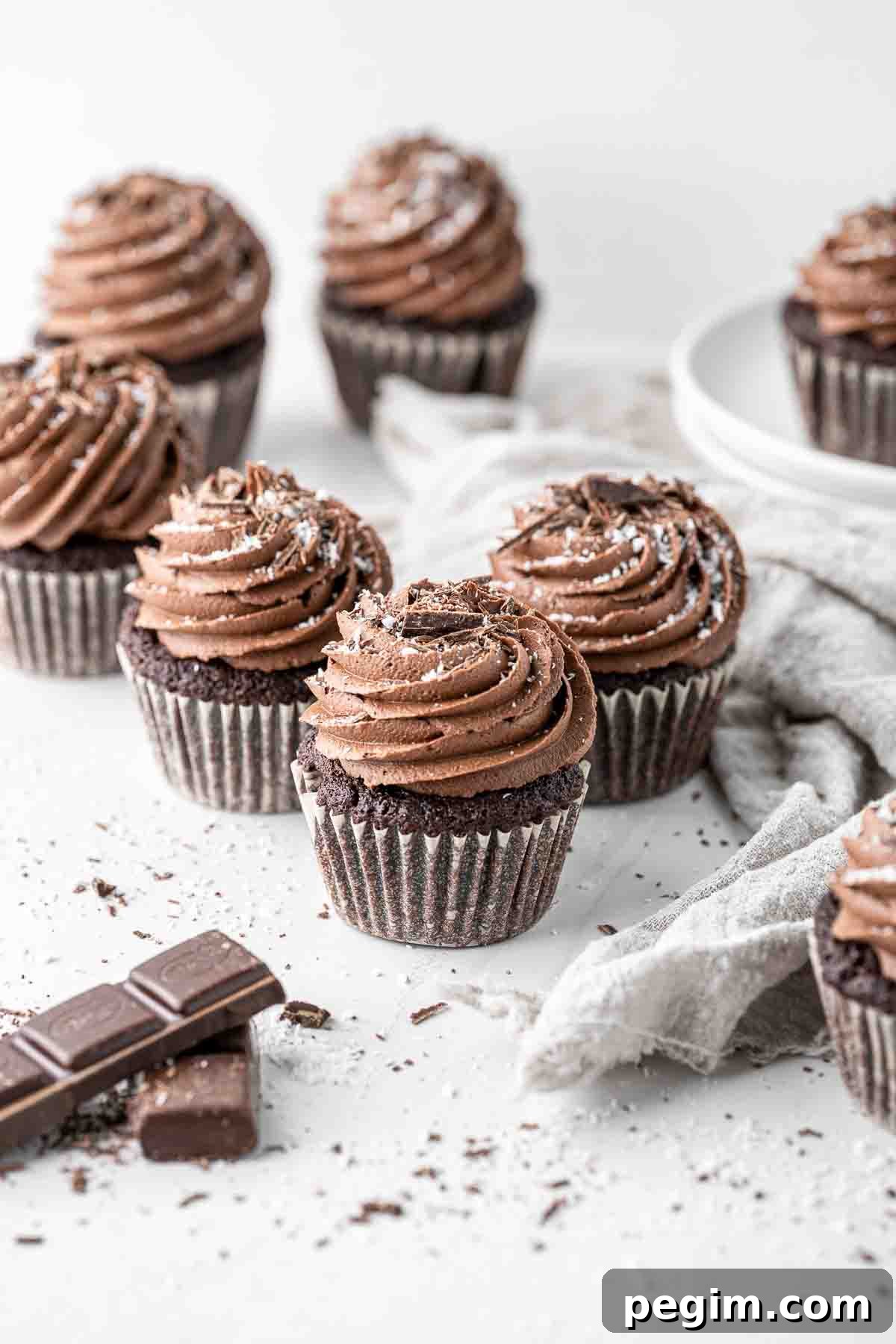 Chocolate and coconut cupcakes with swirls of chocolate and coconut buttercream.