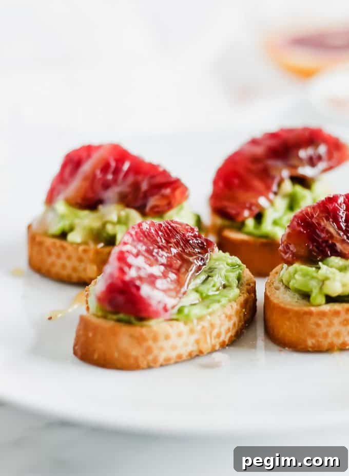 blood orange avocado crostini