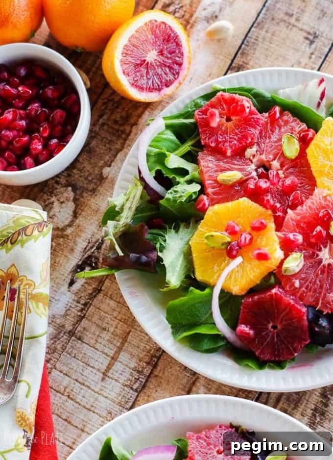 winter sweet citrus salad with pomegranate and pistachios