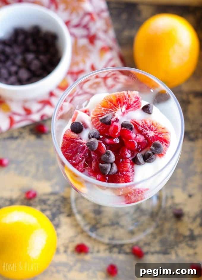 blood orange parfaits with dark chocolate chips