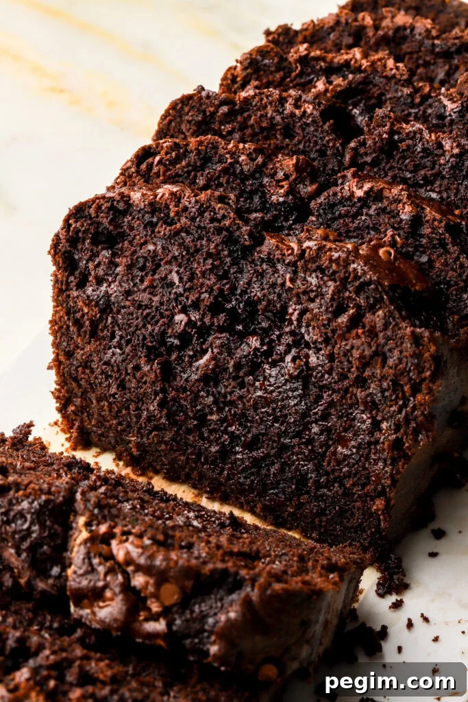 chocolate zucchini bread sliced