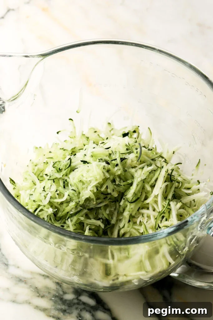 zucchini shredded in a bowl