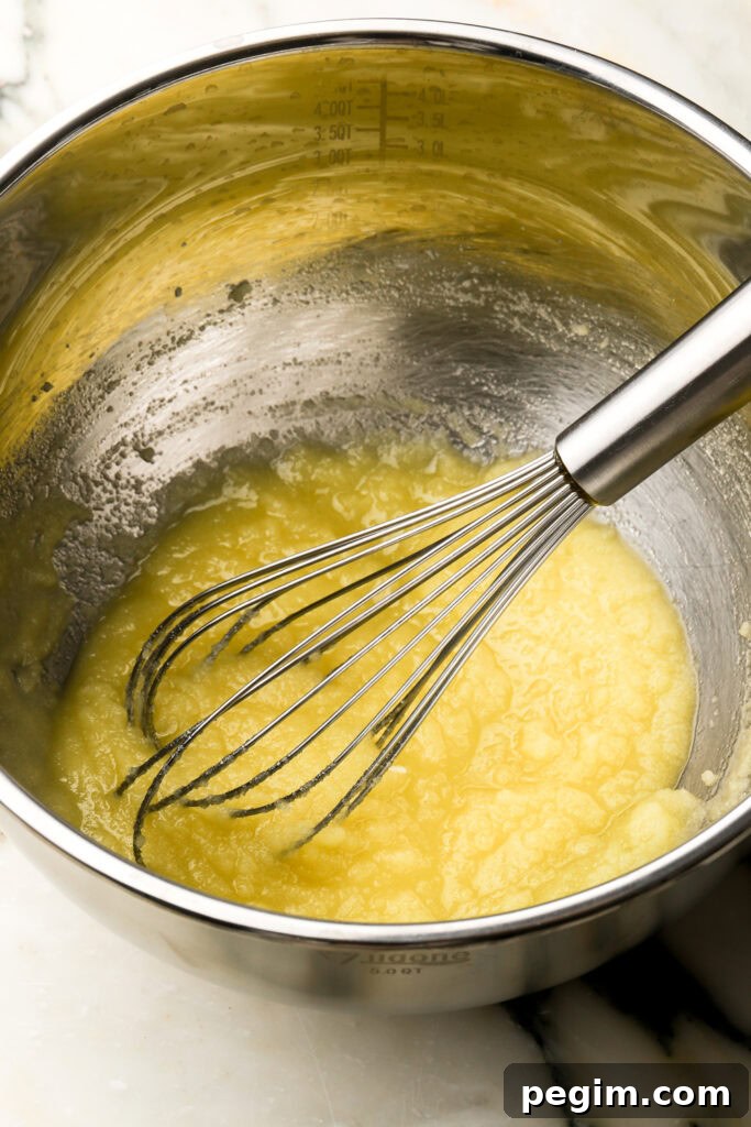 sugar and oil/butter whisked together