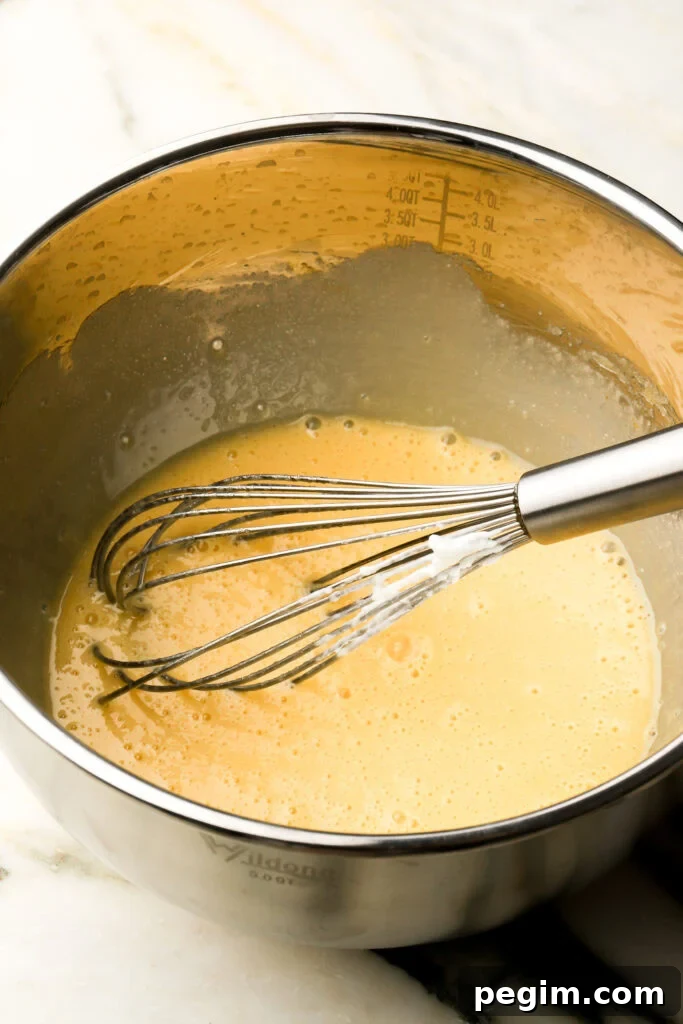 eggs, yogurt and vanilla mixed into batter