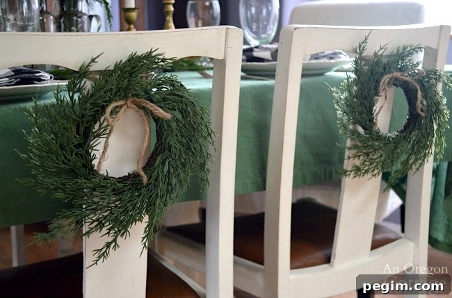 Green-Buffalo plaid Christmas Decor-faux cedar chair wreaths