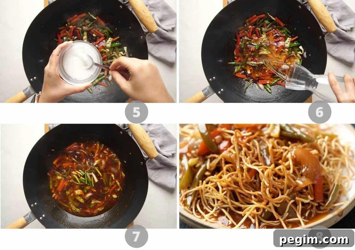 Step by step picture collage showing how to make american chopsuey