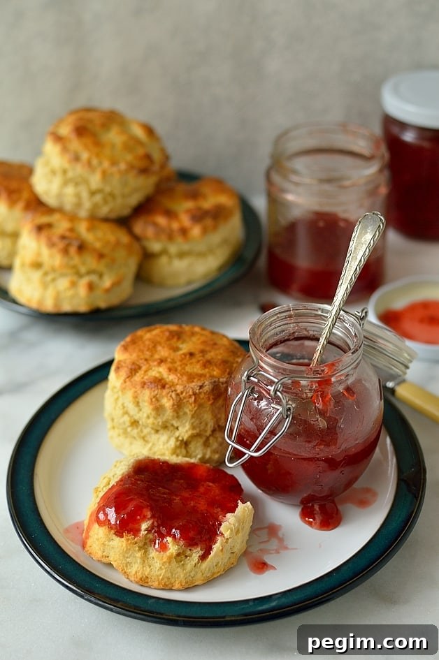 Strawberry lime jam and quick, easy basic scones recipes