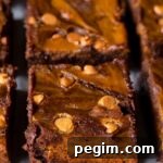 Front angle view of the pumpkin butterscotch brownies.