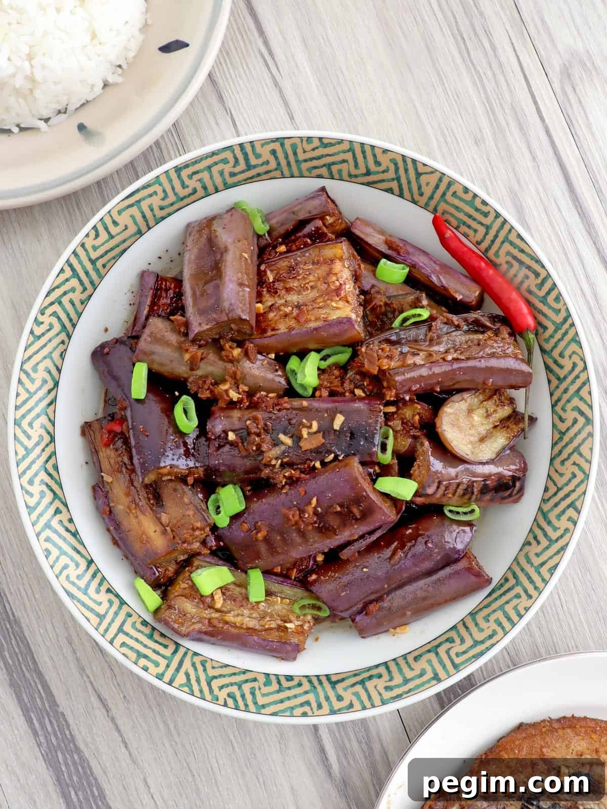 eggplant adobo in a serving bowl