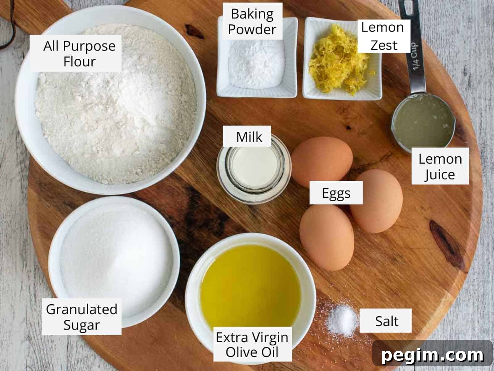 Ingredient for this recipe viewed from above.