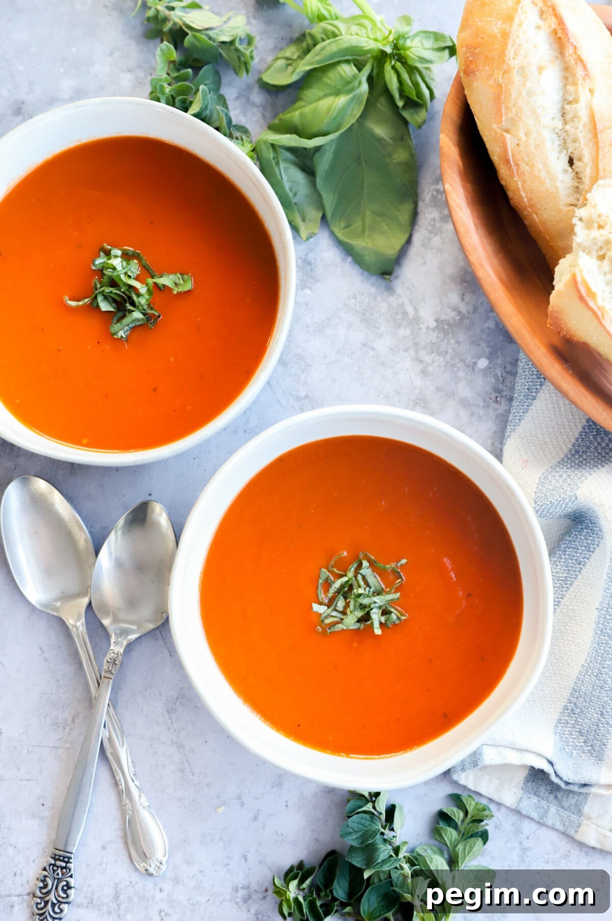 Overhead image of instant pot tomato soup