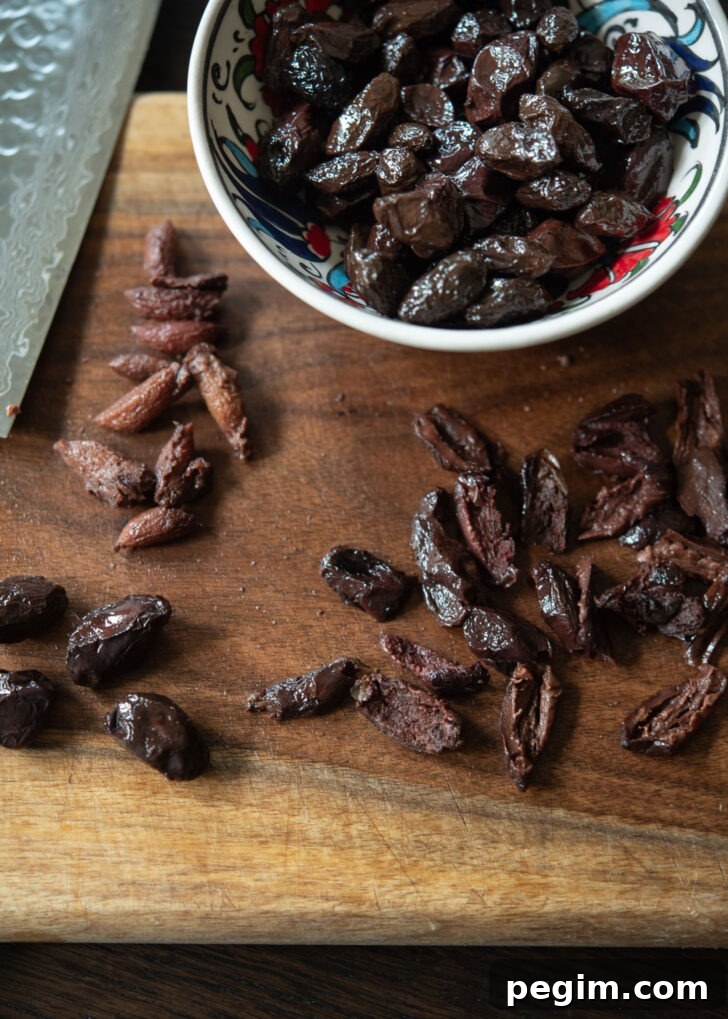 Greek olives are chopped to make Greek-Korean fusion kimchi olive pasta.