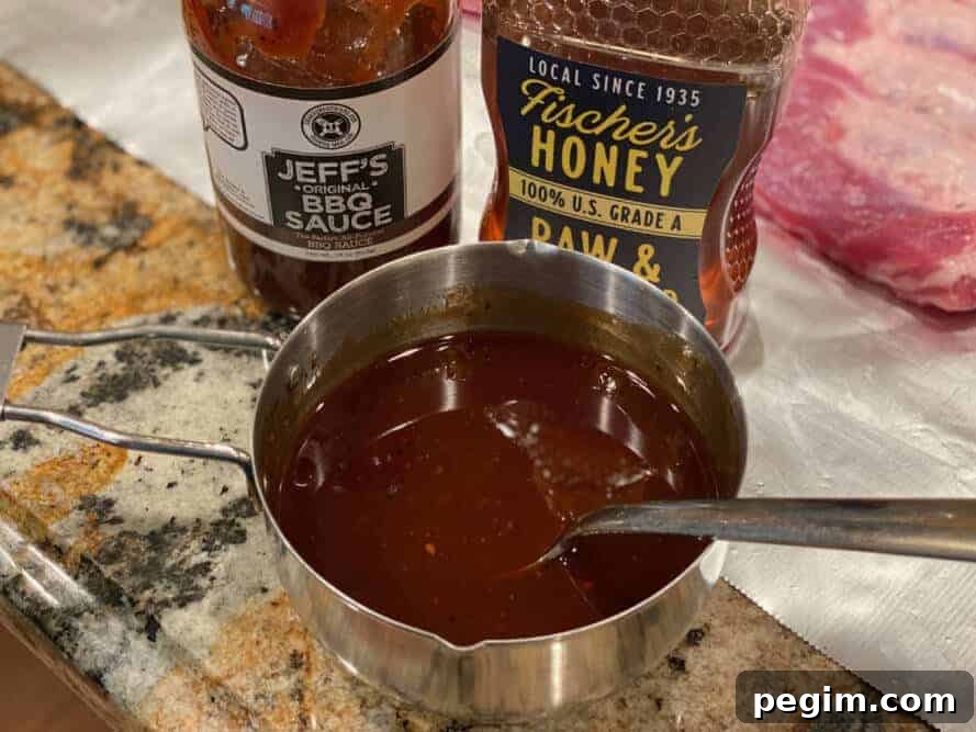 Honey barbecue glaze in bowl