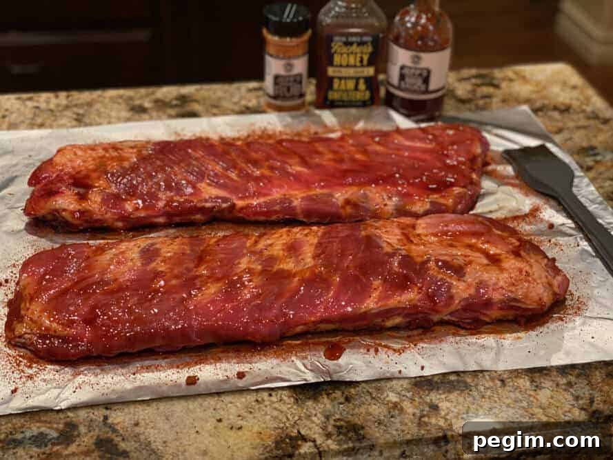 Glaze and rub on meaty side