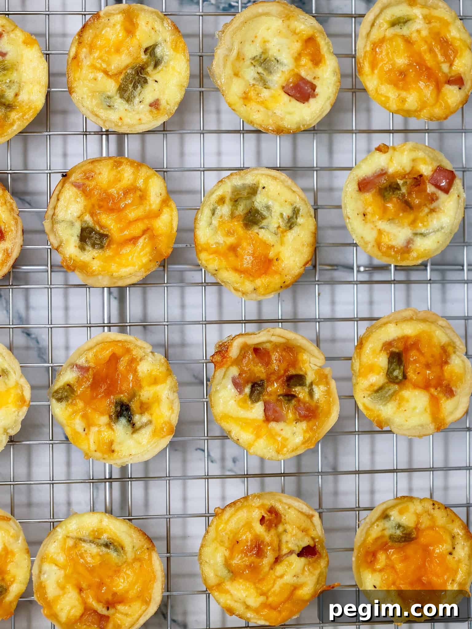 southwest ham and cheddar mini quiches