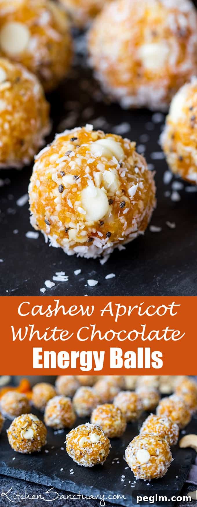 Cashew Apricot White Chocolate Energy Balls - A healthier way to combat that afternoon energy dip!