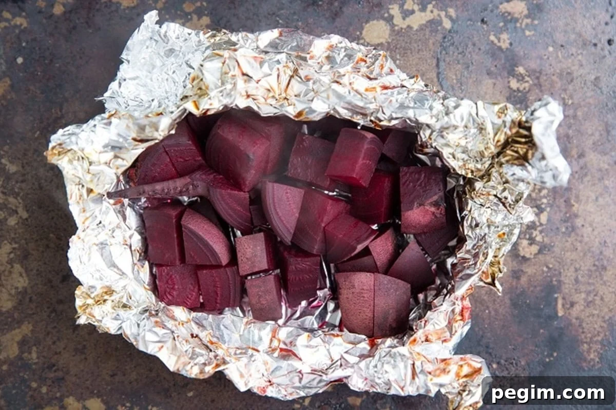 Cooked beets after roasting
