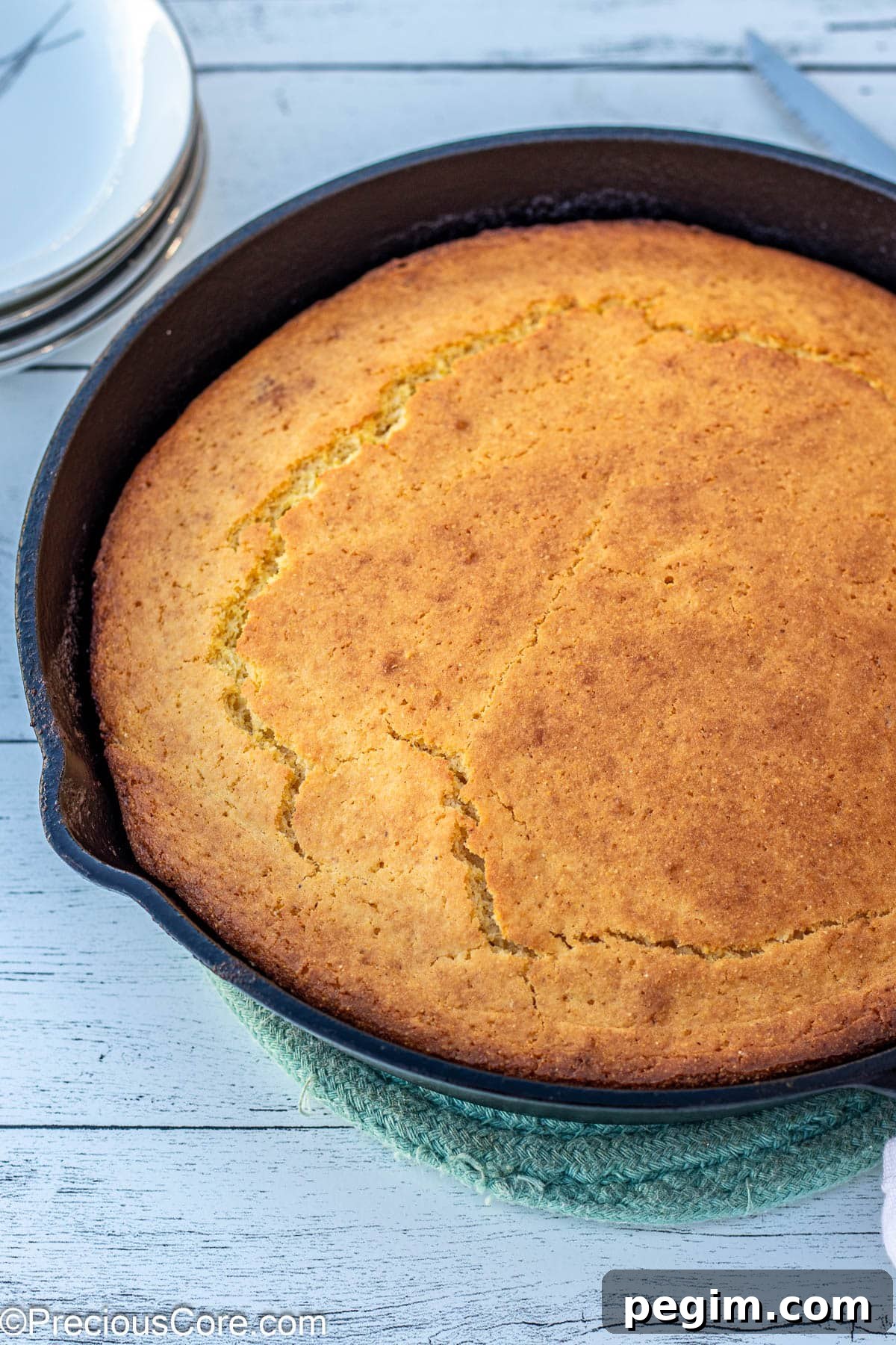 Cornbread Without Buttermilk In Skillet.
