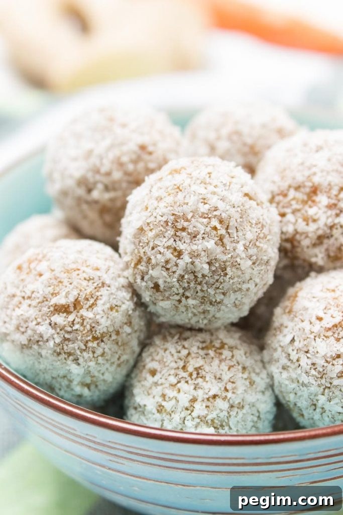 Raw no-bake Carrot Cake Energy Balls made with all healthy ingredients