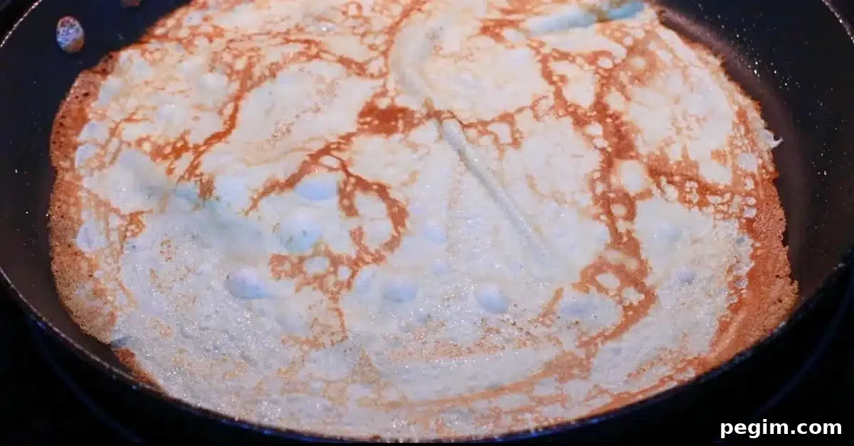 baking the other side of crepe
