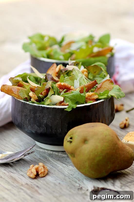Roasted Pear Salad with Parmesan and Walnuts