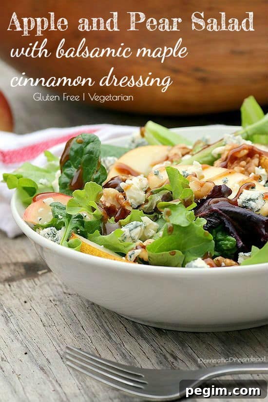 Apple and Pear Salad in bowl closeup