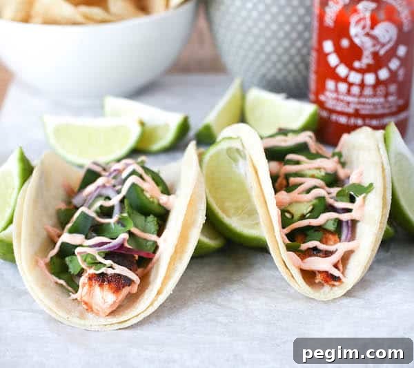 Sriracha Salmon Tacos