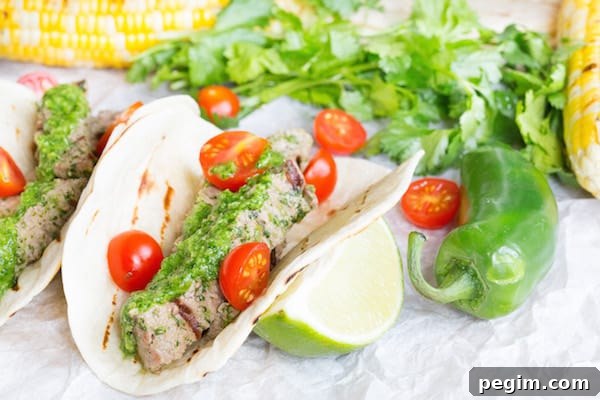 Cilantro Pesto Steak Tacos