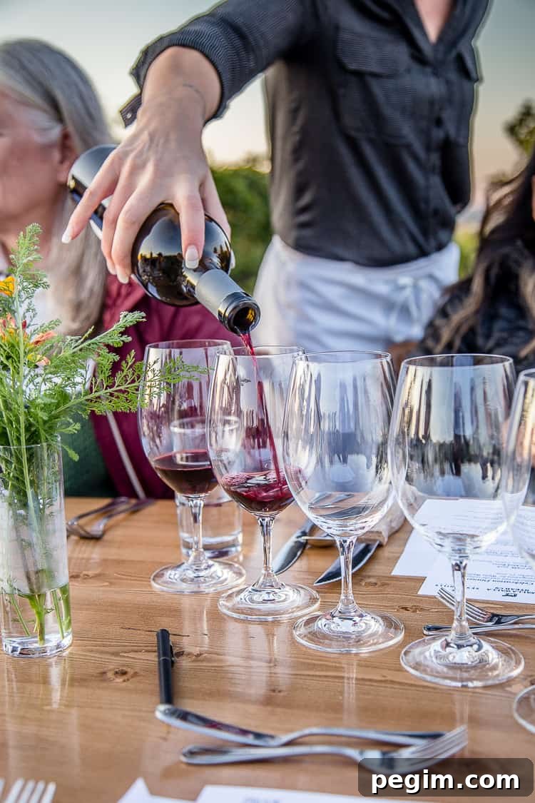Pouring a glass of wine 