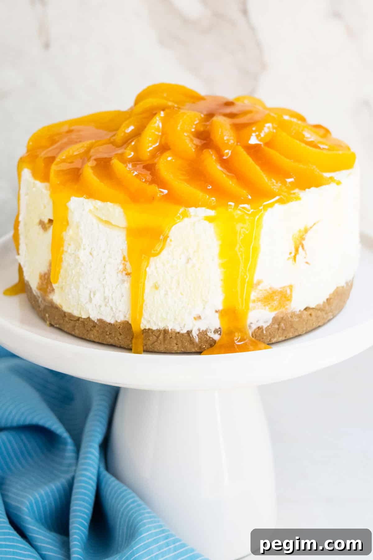 Closeup Shot of No Bake Cheesecake to Show Individual Layers.