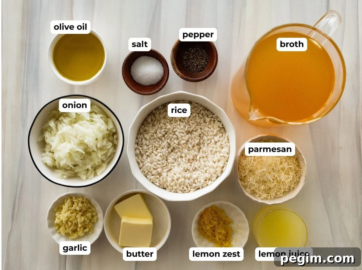 Ingredients for lemon risotto