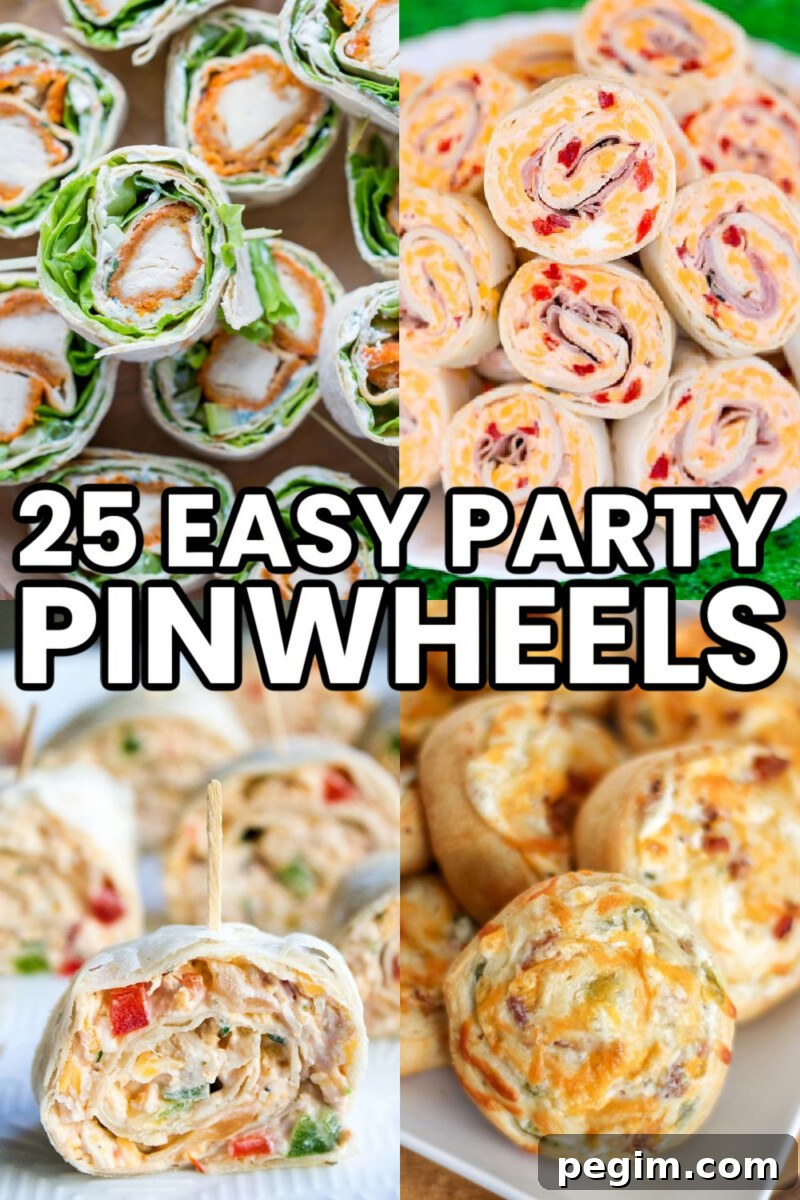 vertical collage of 4 pinwheel recipe with text overlay