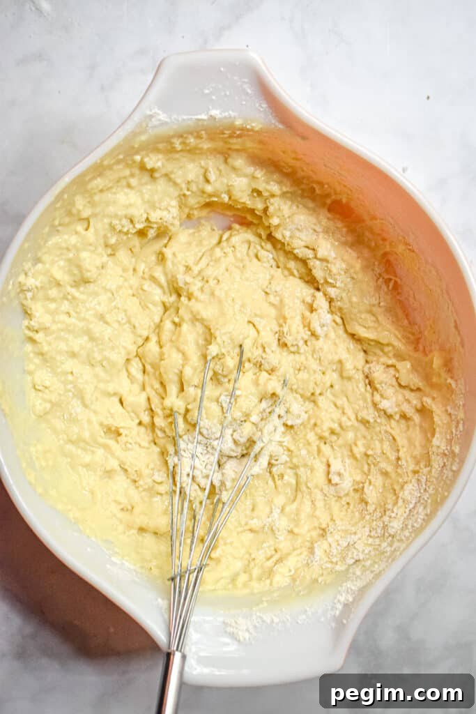 The flour is added to the bowl.