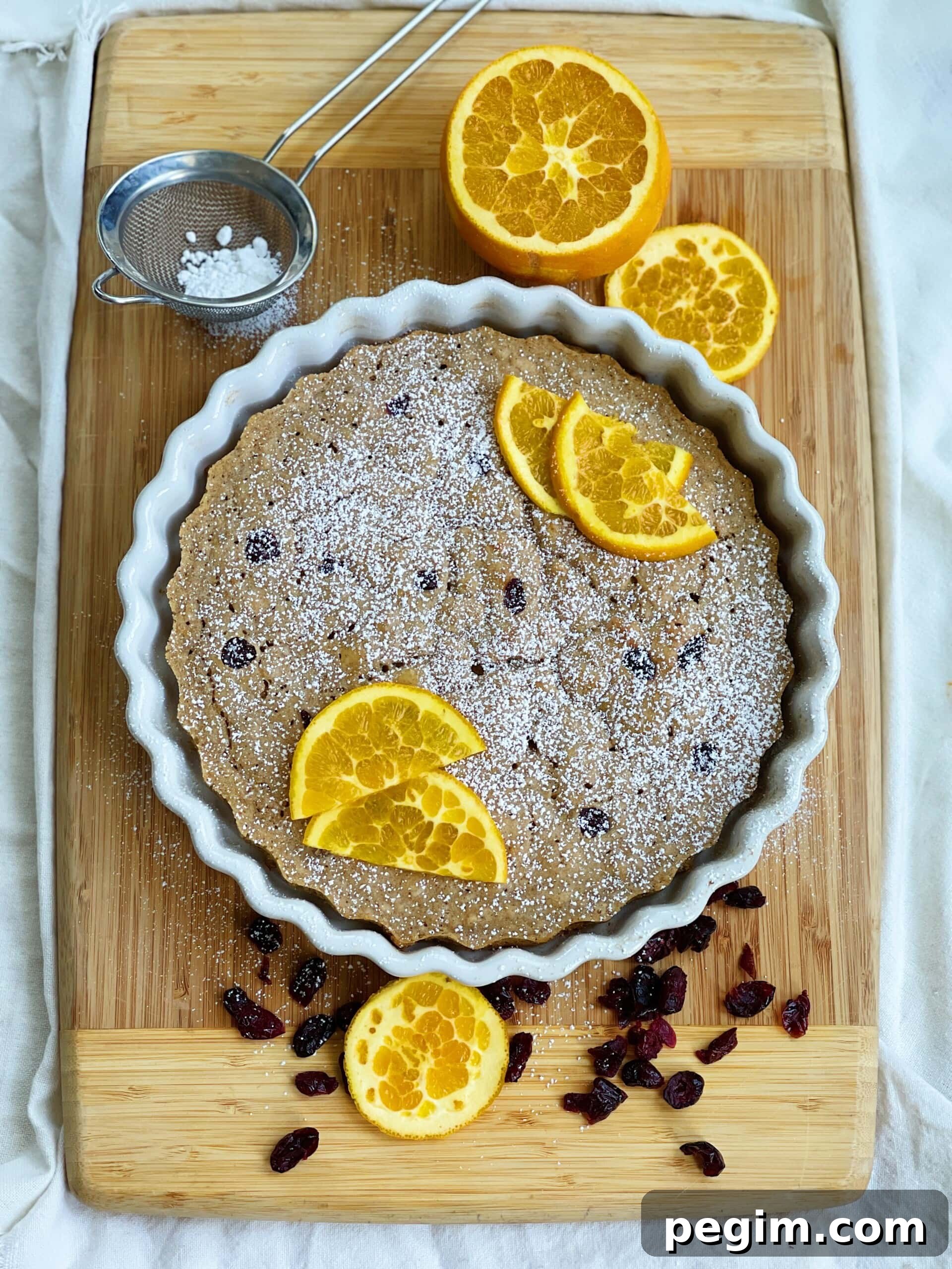 Cranberry orange pancake bake close-up