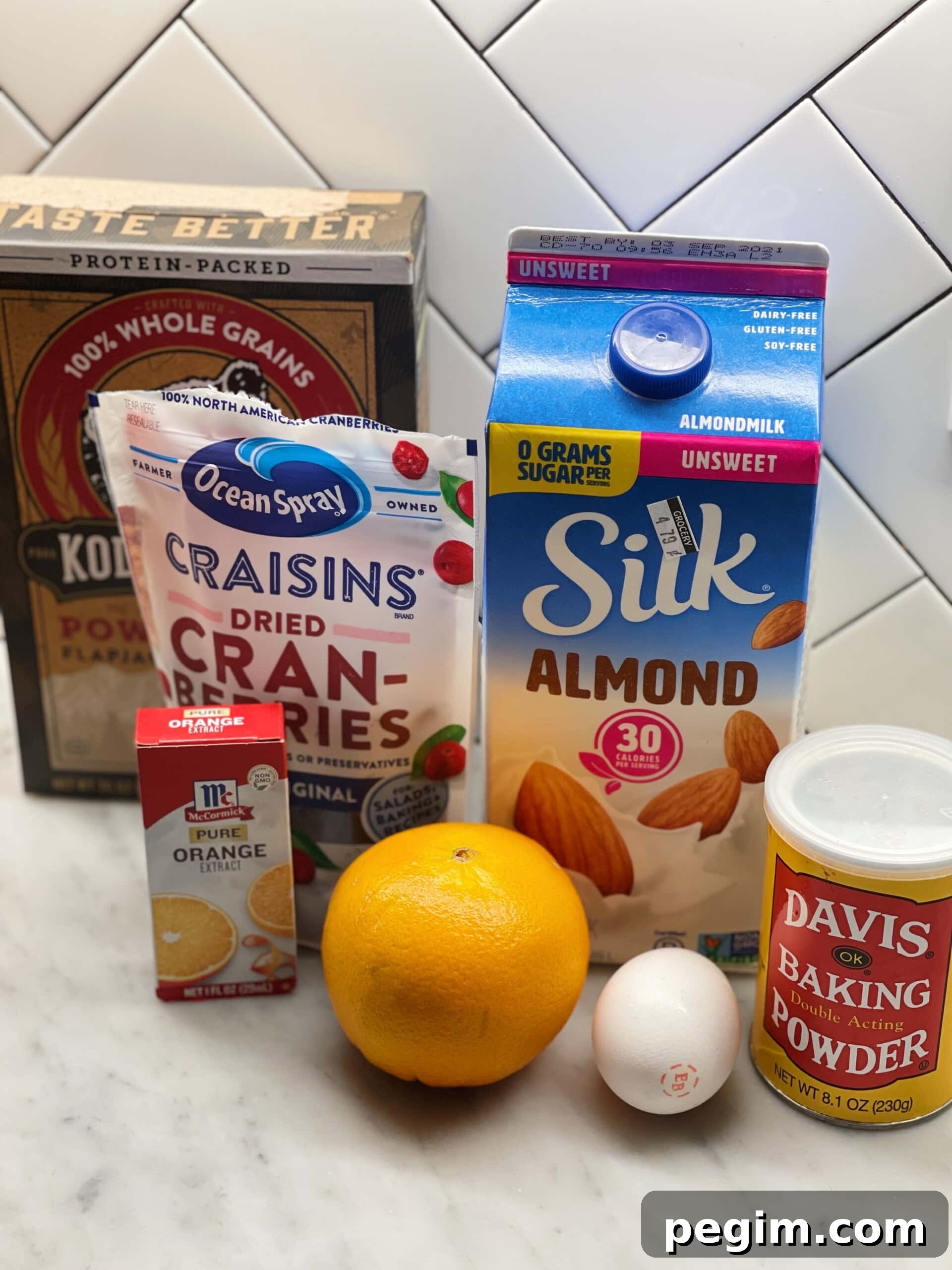 Ingredients for cranberry orange pancake bake