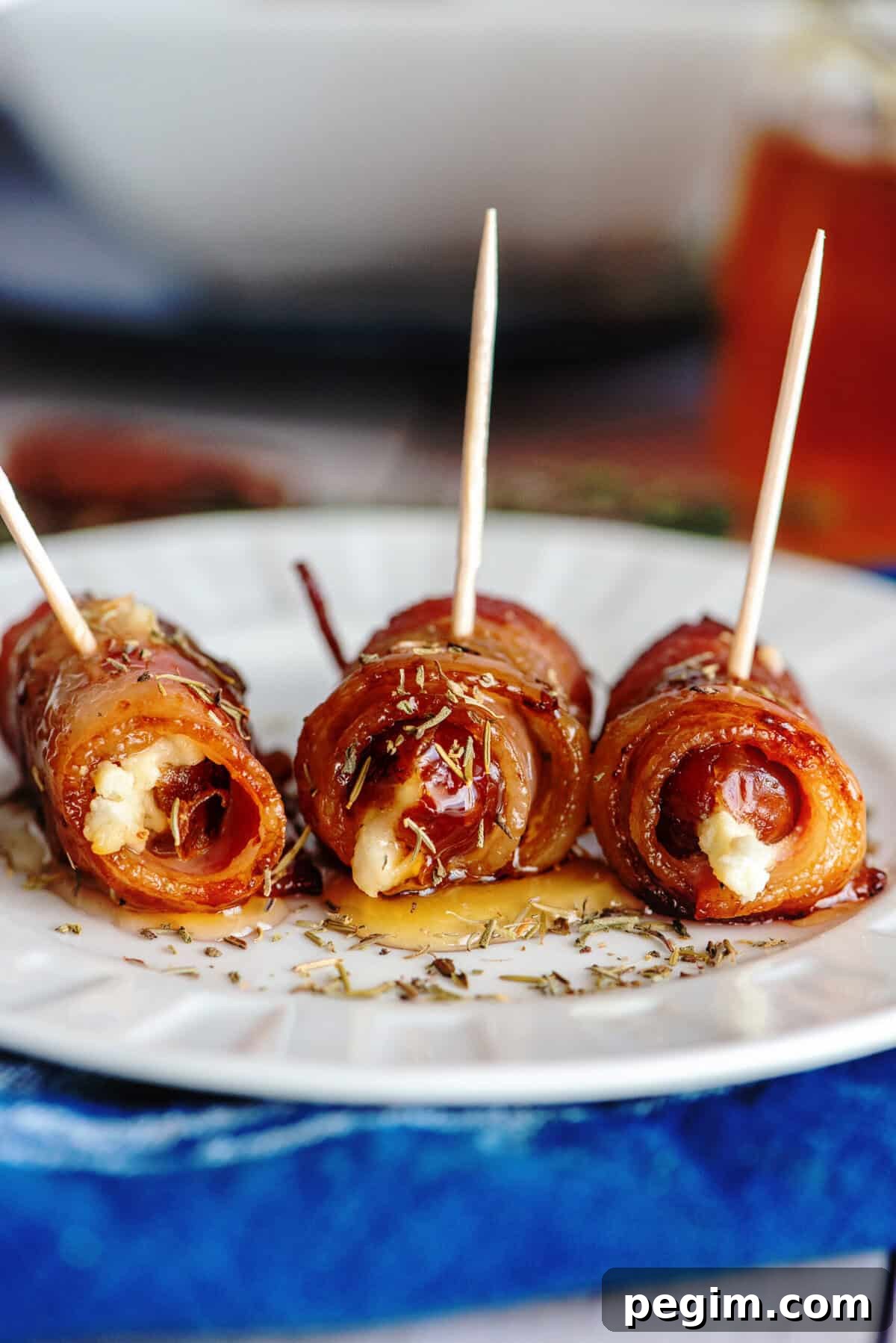 Bacon Wrapped Dates stuffed with Cheese ready to eat