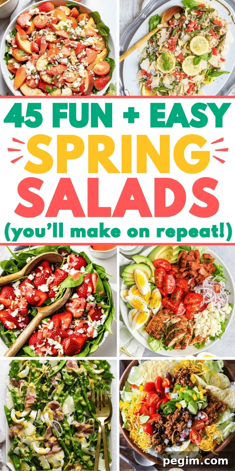 Easy spring salad ideas! These delicious salad recipes are fresh, healthy spring meals that taste great! Spring salads for dinner, simple spring salad recipes, best spring salad ideas, spring mix salad recipes, spring fruit salad, healthy salad recipes, spring dinner ideas, salad ideas spring, spring dinner salad ideas, spring salad dressing idea, easy salads for parties, light dinner ideas easy, best salads ever, fresh salad recipes, spring brunch salads, spring food ideas, easy salad ideas, easy dinner recipes, italian chopped salad, spring salad aesthetic, spring salads for parties, spring salad for a crowd, spring orzo salad, spring pea salad, spring potluck dishes, spring pasta salad, spring mix salad ideas, spring green salad, spring party food, healthy spring recipes.